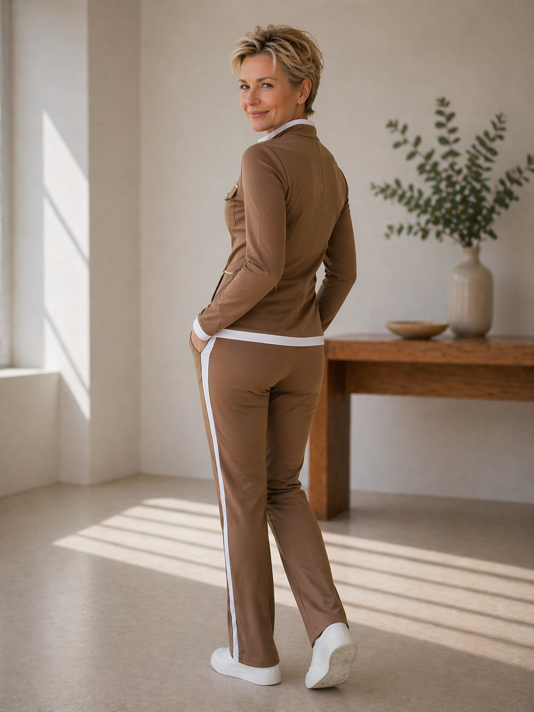 Haneul | Long Sleeve Zip Front Two-Piece Set