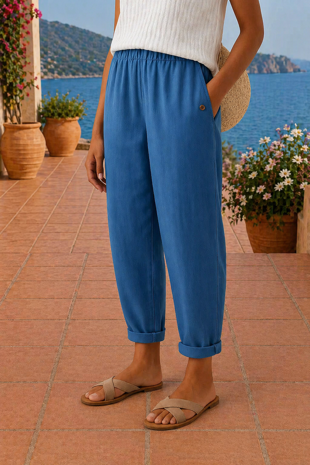 Lindia | Tapered Pants With Rolled Cuffs