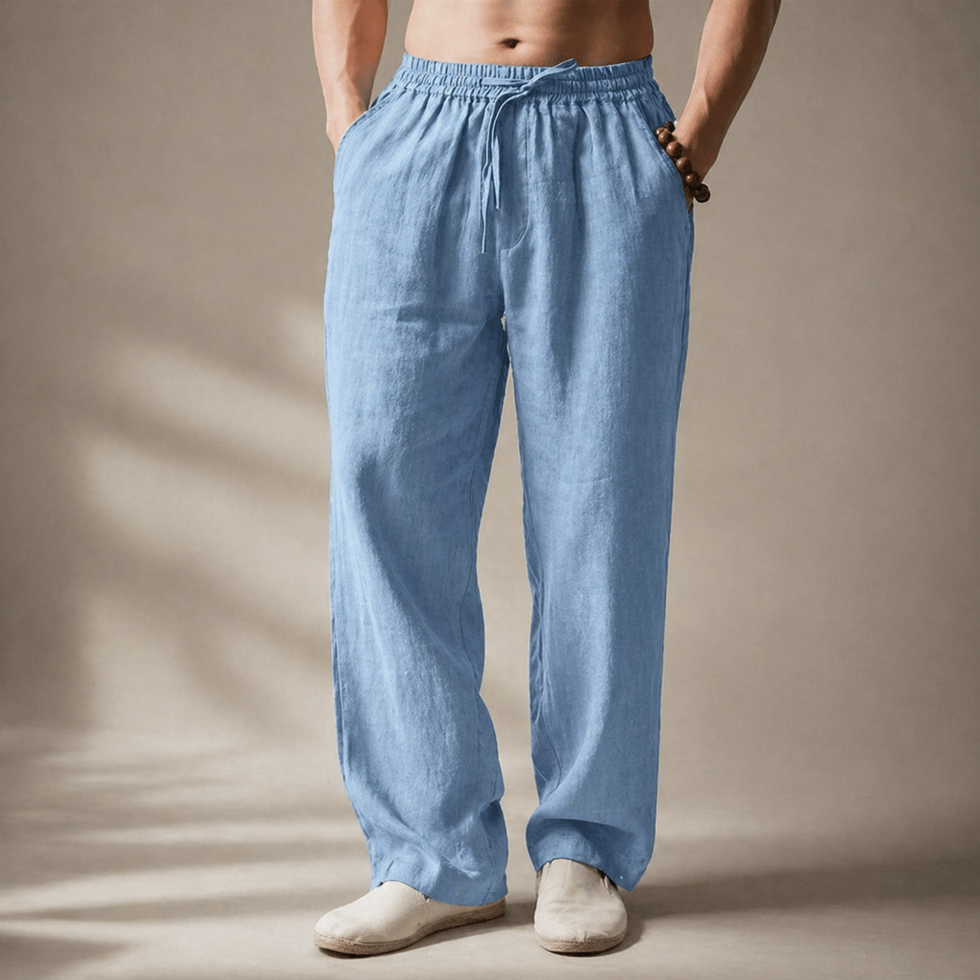 Samoel | Drawstring Waist Straight Leg Casual Trousers