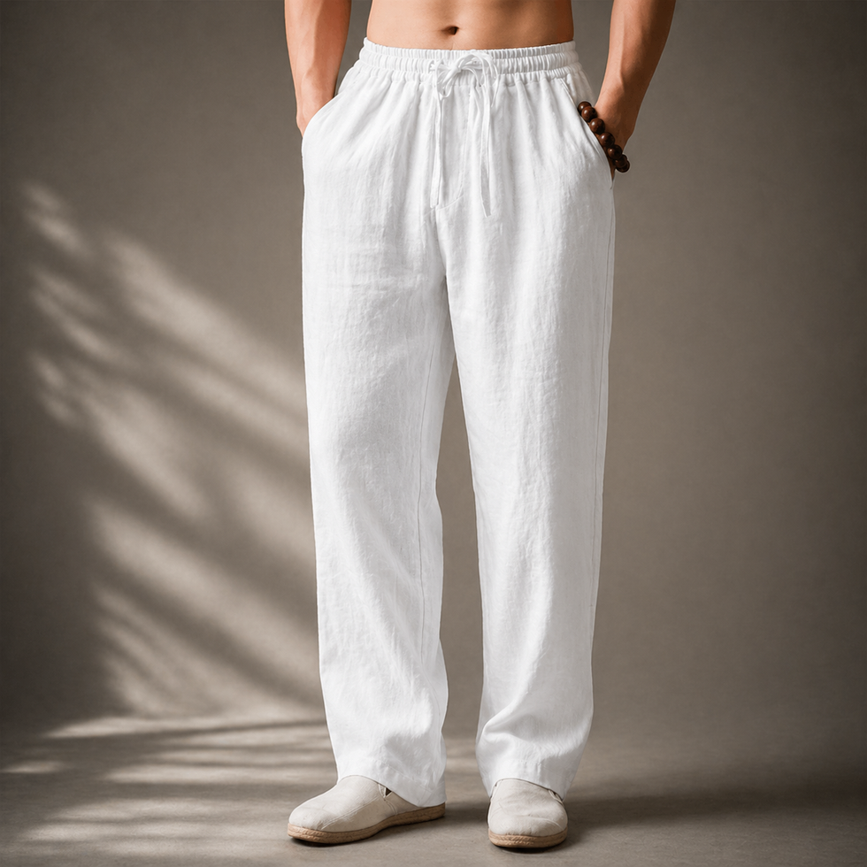 Samoel | Drawstring Waist Straight Leg Casual Trousers