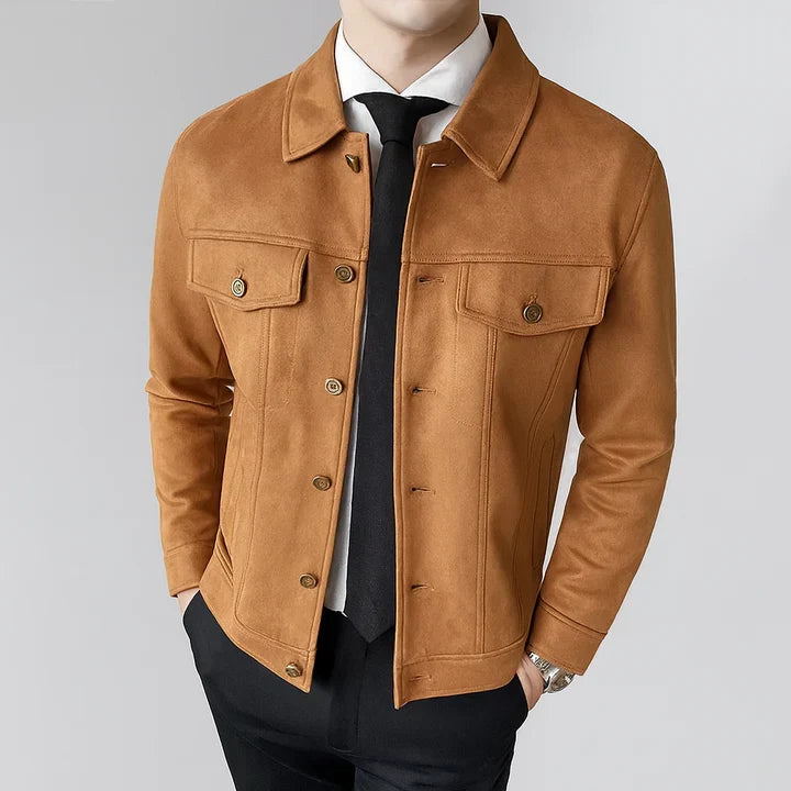 Davila | Suede Button Front Long Sleeve Jacket
