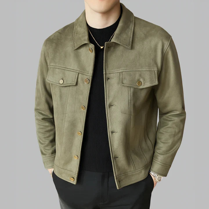 Davila | Suede Button Front Long Sleeve Jacket