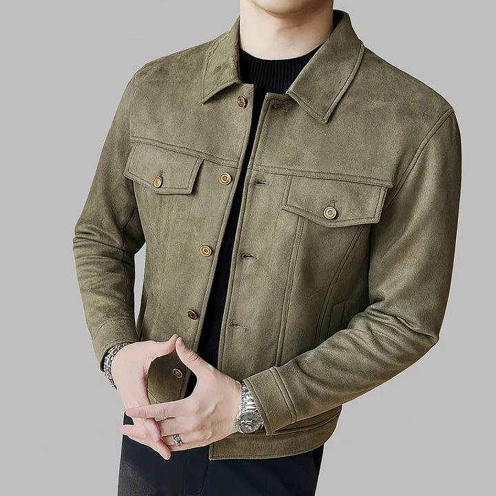 Davila | Suede Button Front Long Sleeve Jacket