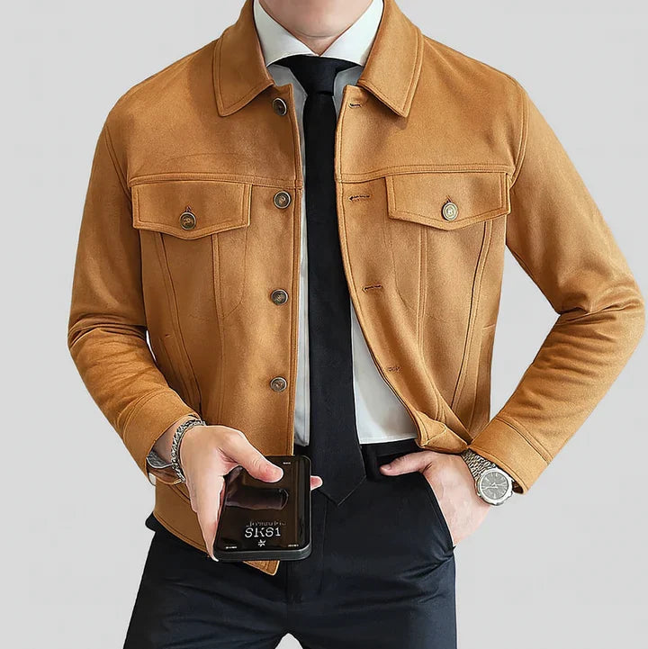 Davila | Suede Button Front Long Sleeve Jacket