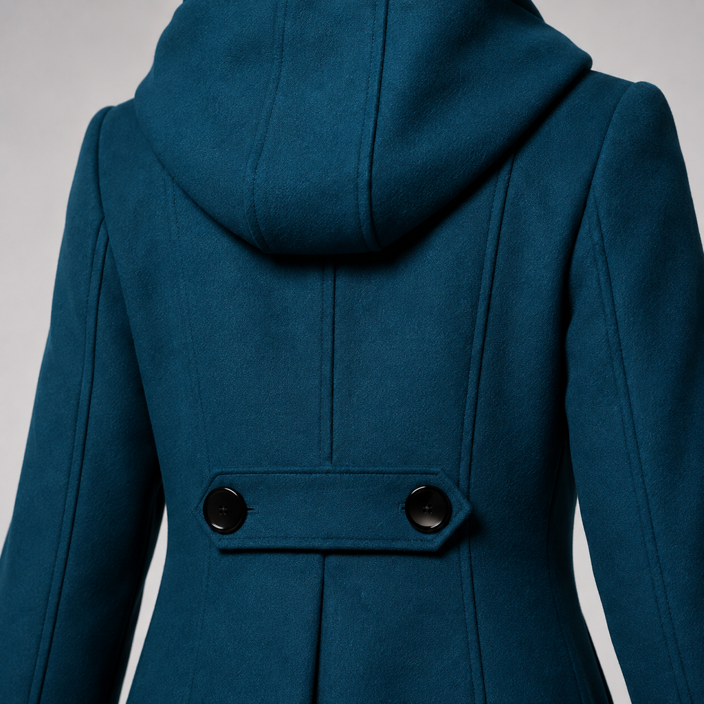 Maveosys | Hooded Double-Breasted Coat in Black