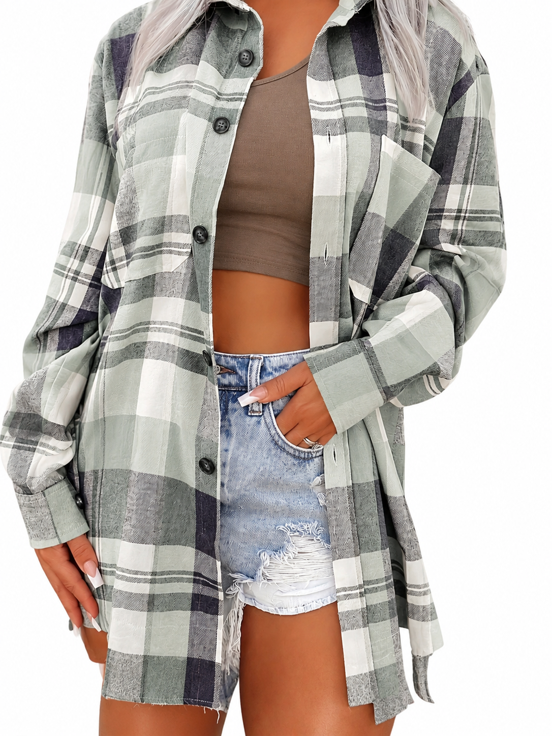Yenira | Plaid Long Sleeve Button Shirt