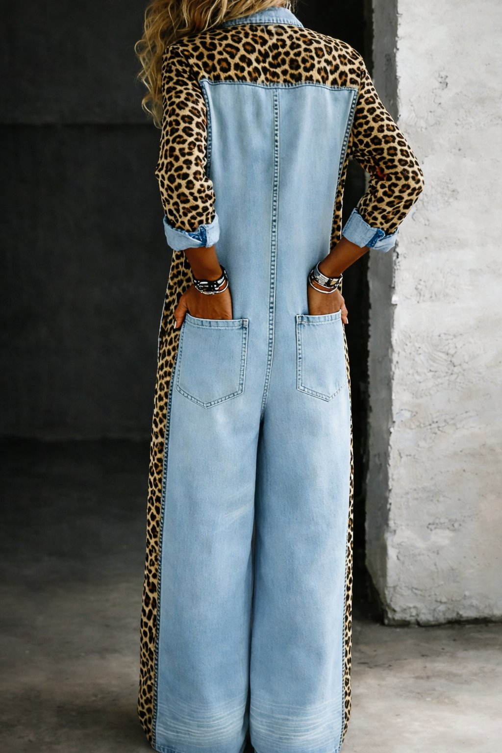 Sakshi | Jumpsuit Leopard Print Button Front Wide Leg