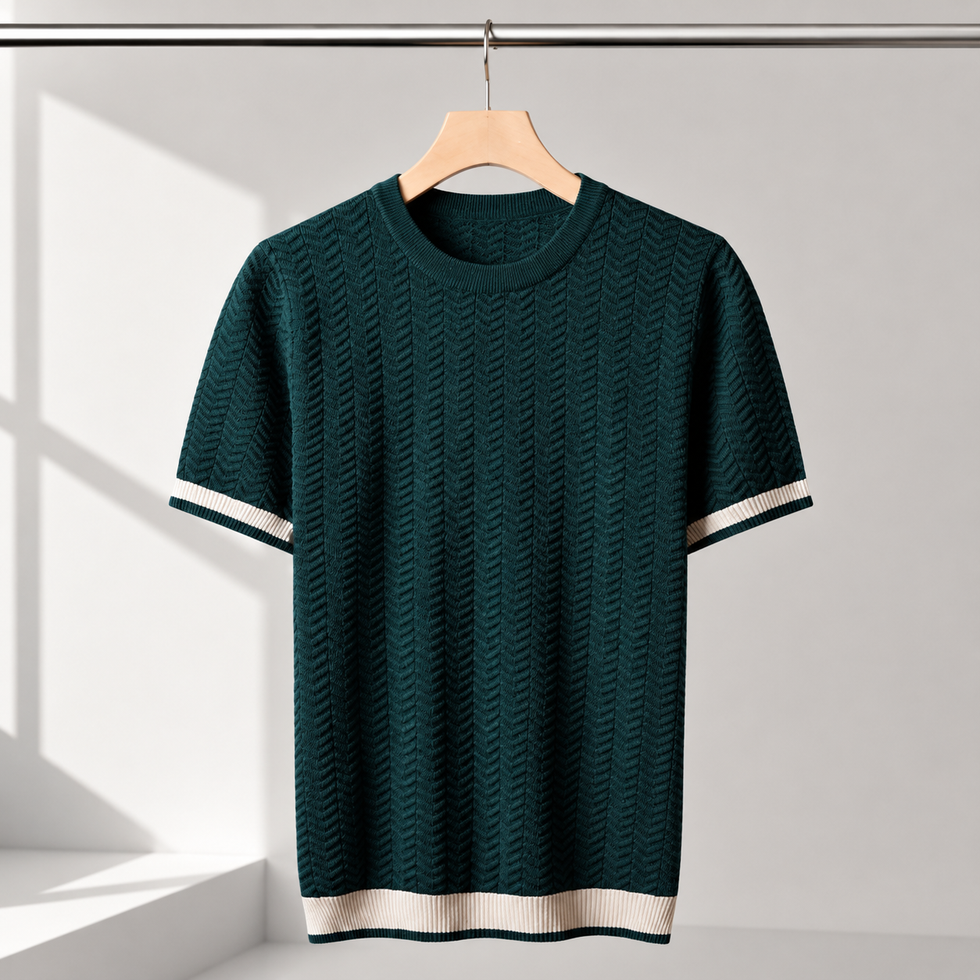 Reagan | Knit Pullover With Textured Contrast Trim