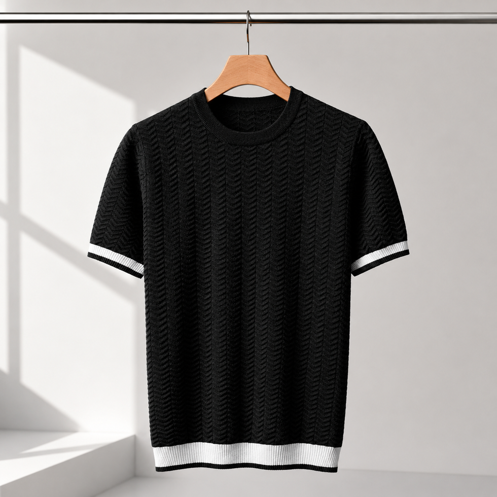 Reagan | Knit Pullover With Textured Contrast Trim