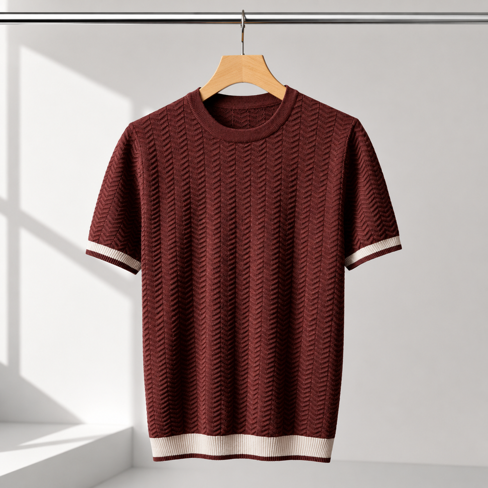 Reagan | Knit Pullover With Textured Contrast Trim