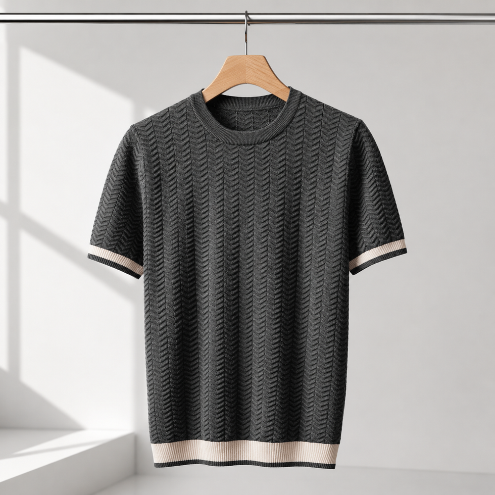 Reagan | Knit Pullover With Textured Contrast Trim