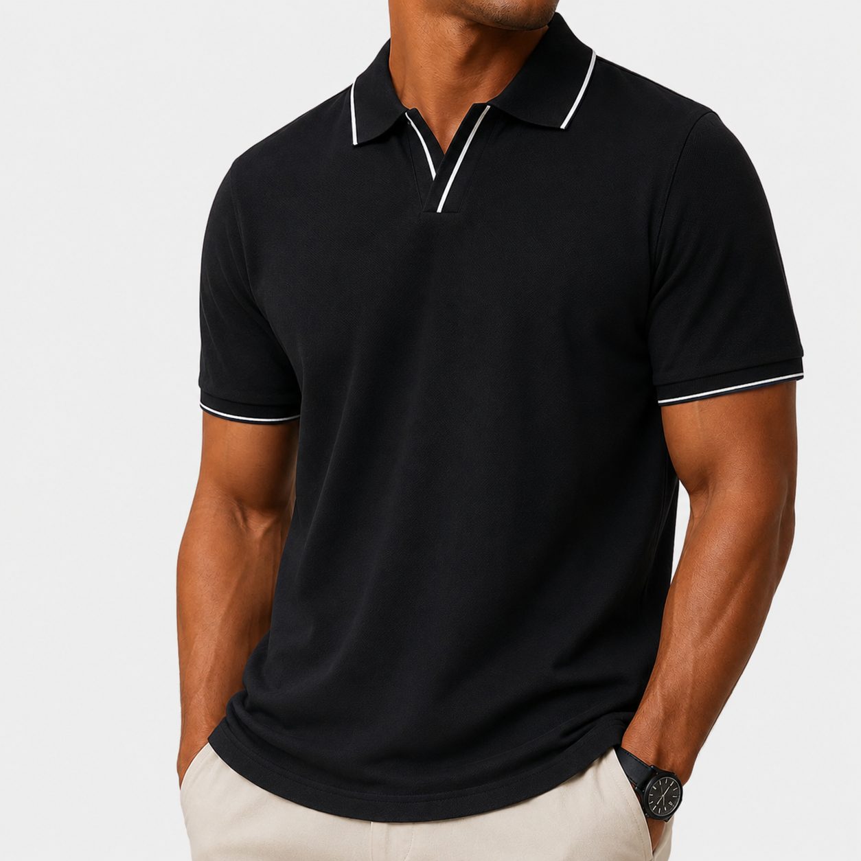 Ruan | Short Sleeve Contrast Trim Polo Shirt