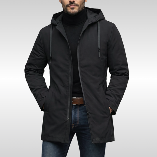 Aljoscha | Hooded Long Zip Front Coat