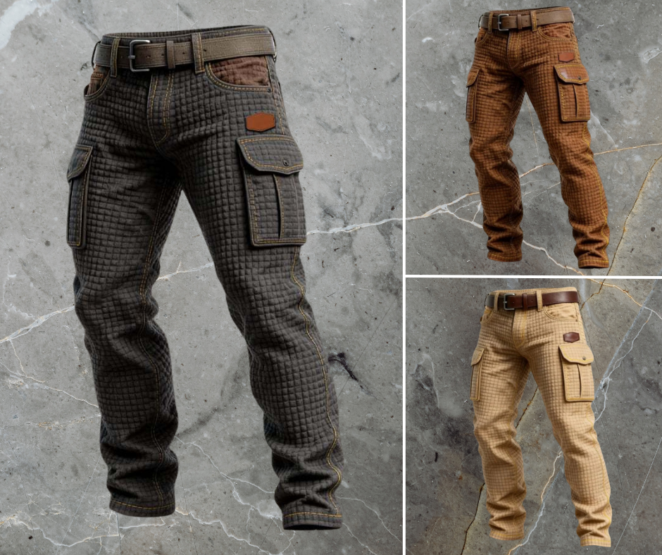 Crispin | Cargo Pants With Grid Texture and Pockets