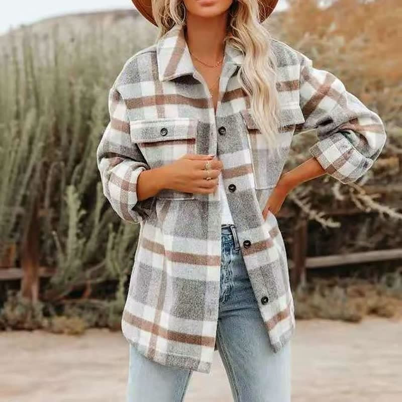 Marilena | Shirt Jacket With Plaid Pattern and Pockets