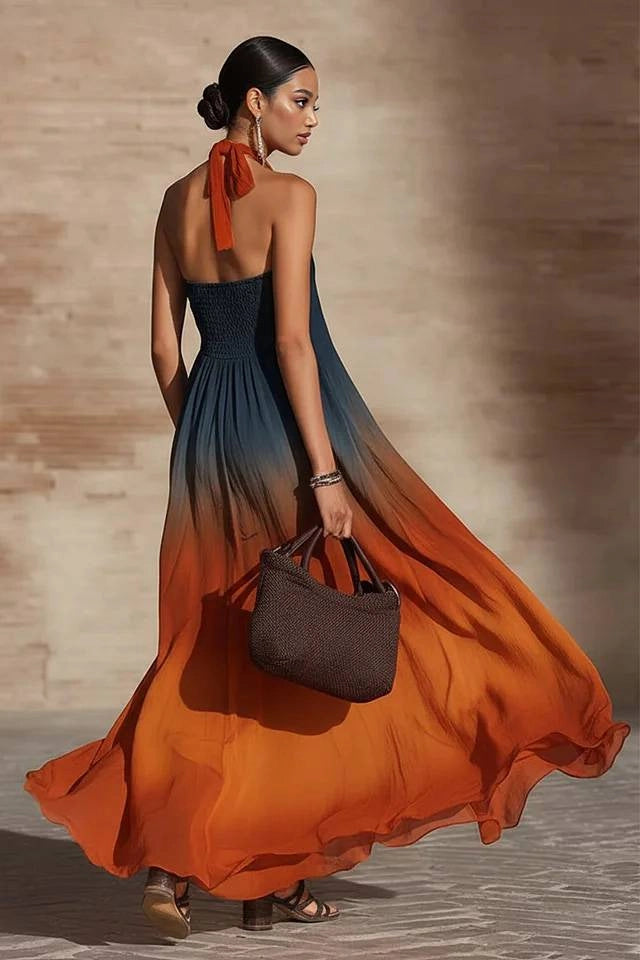 Naeela | Maxi Dress Halterneck Sleeveless Ombre Gradient