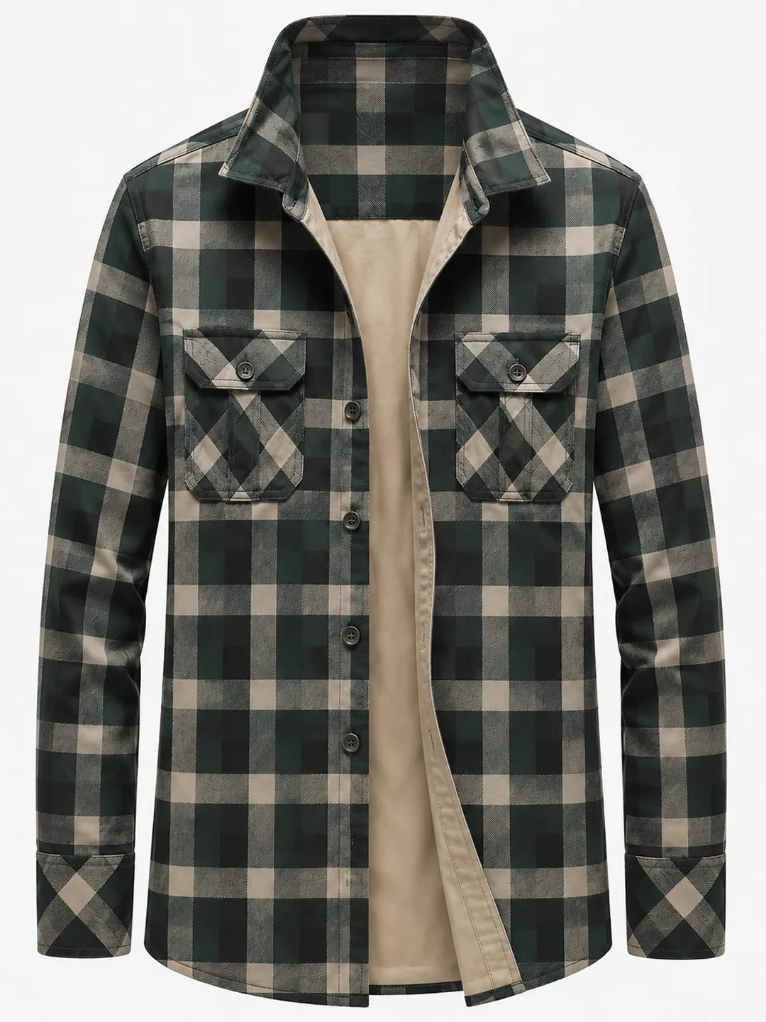 Angus | Shirt Jacket with Green Plaid and Pockets