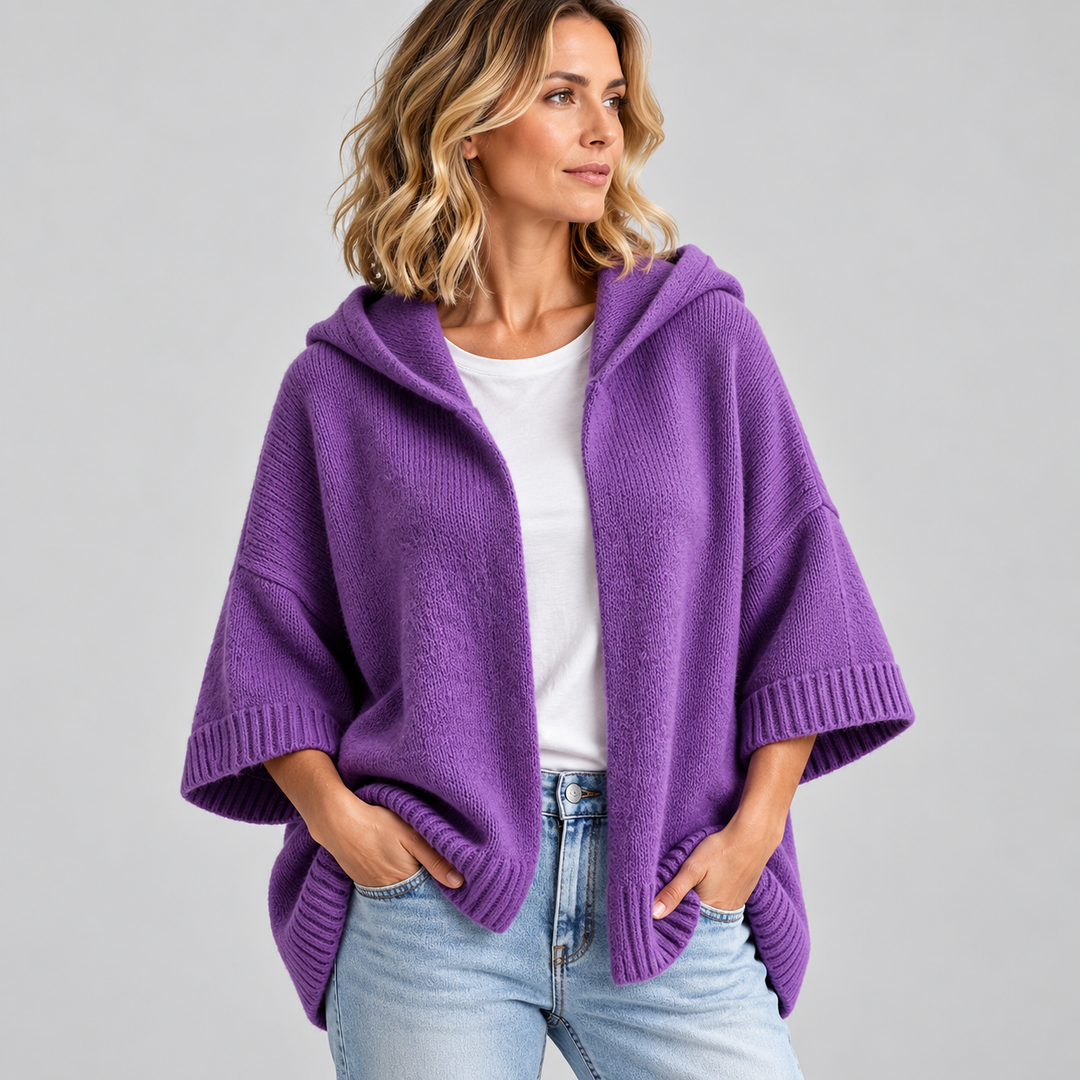 Annabel | Cardigan With Hood and Wide Knit Sleeves