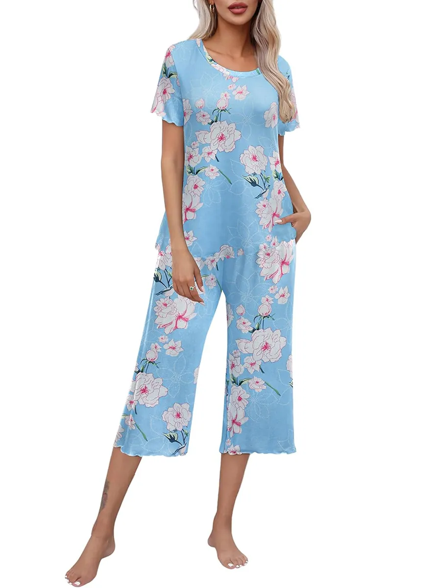 Rashini | Floral Short Sleeve Pajama Set
