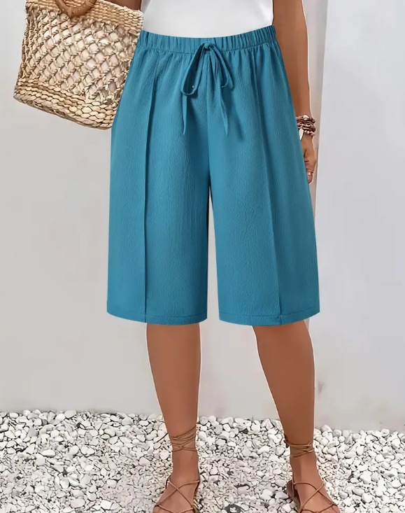Piranda | Drawstring Wide Leg Bermuda Shorts