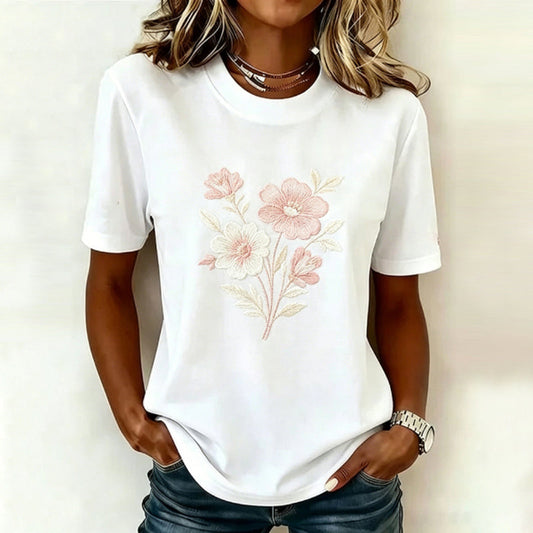 Wilina | Short Sleeve Floral Embroidered T-Shirt