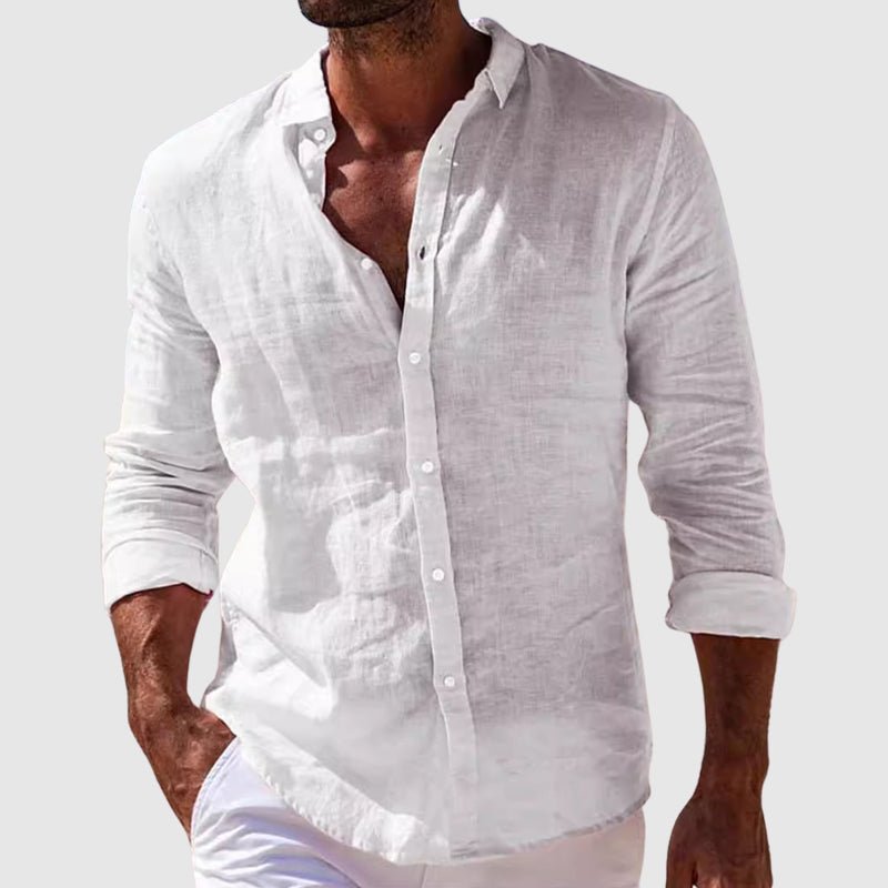 Derrik | Long Sleeve Button Linen-Style Shirt