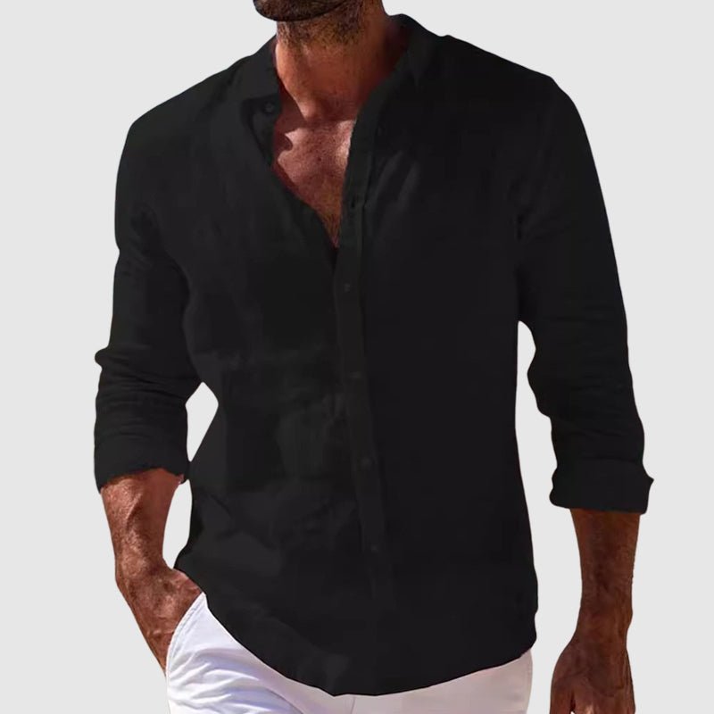 Derrik | Long Sleeve Button Linen-Style Shirt