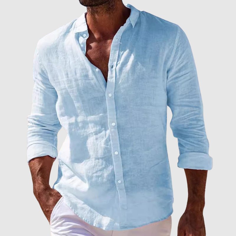 Derrik | Long Sleeve Button Linen-Style Shirt