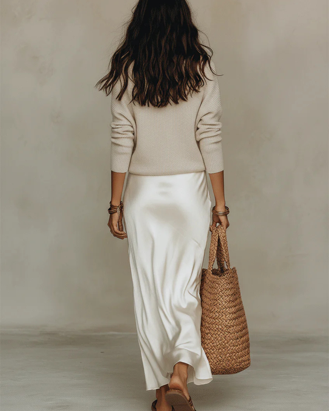 Nelena | Satin Slip Dress Knit Sweater Set