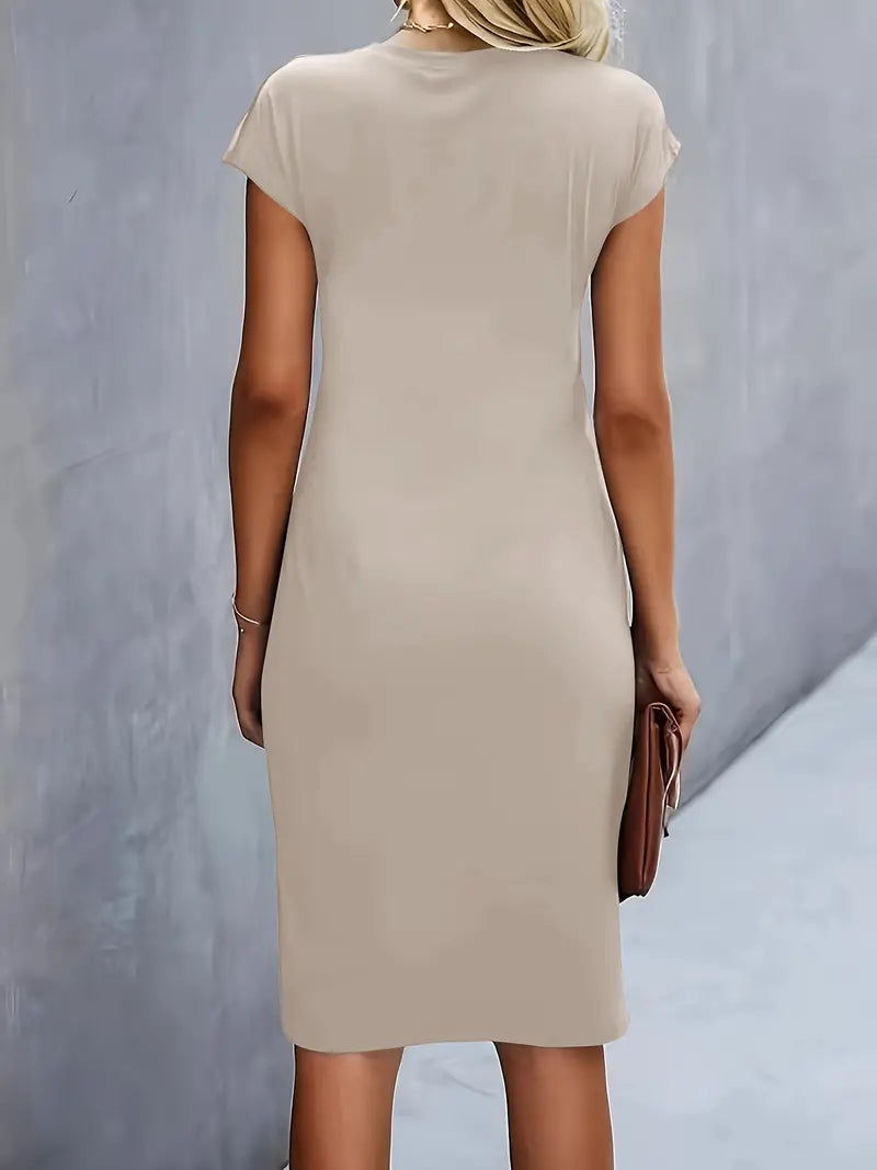 Adelina | Midi Dress Short Sleeve Ruched Waist