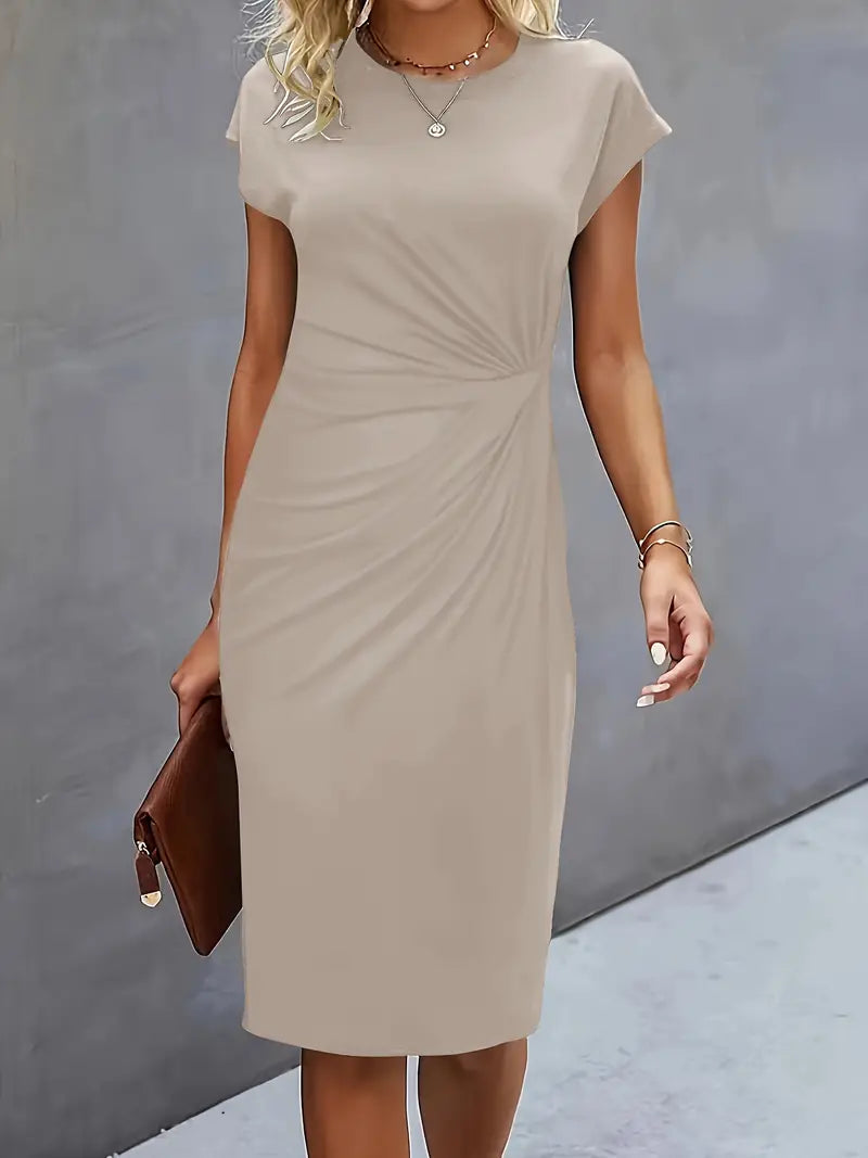 Adelina | Midi Dress Short Sleeve Ruched Waist