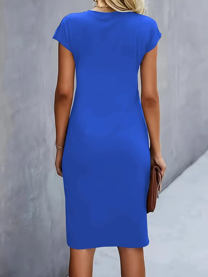Adelina | Midi Dress Short Sleeve Ruched Waist