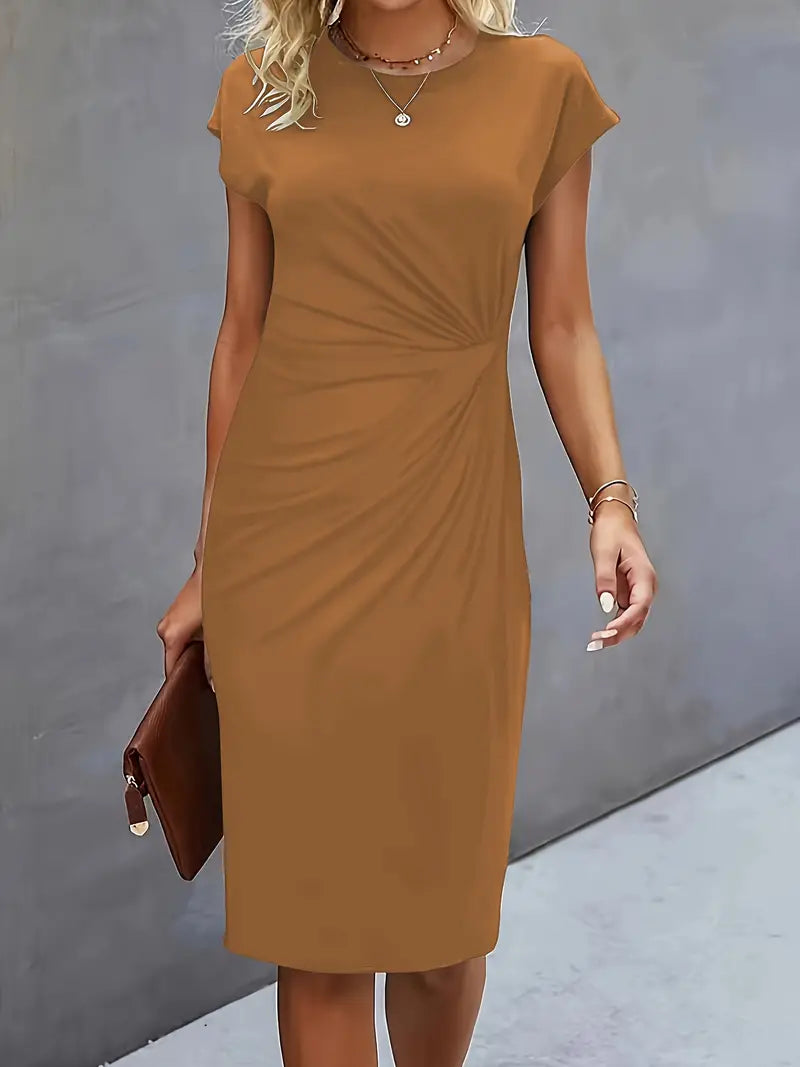 Adelina | Midi Dress Short Sleeve Ruched Waist