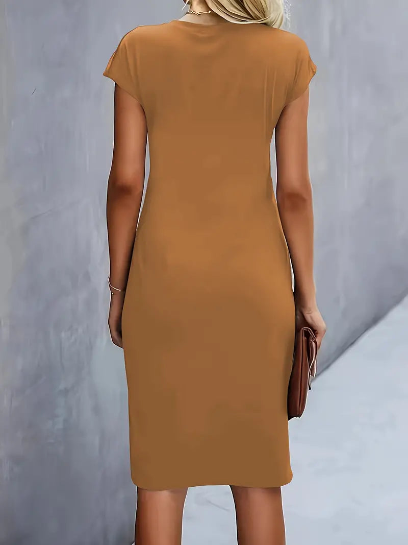 Adelina | Midi Dress Short Sleeve Ruched Waist