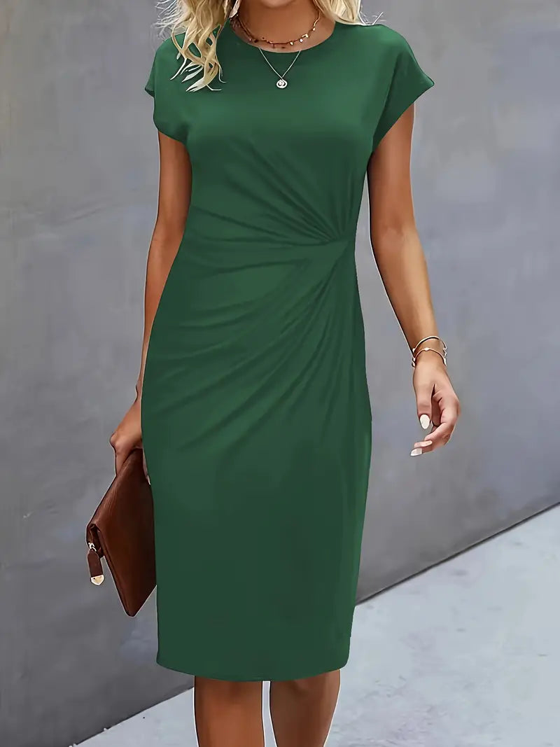 Adelina | Midi Dress Short Sleeve Ruched Waist