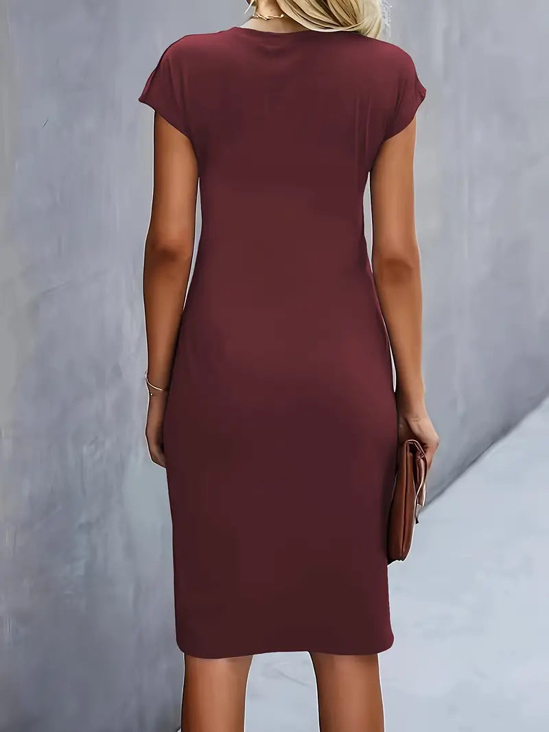 Adelina | Midi Dress Short Sleeve Ruched Waist