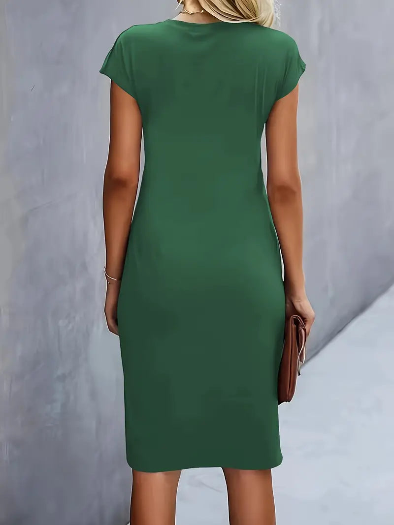 Adelina | Midi Dress Short Sleeve Ruched Waist