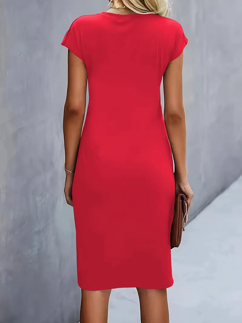 Adelina | Midi Dress Short Sleeve Ruched Waist