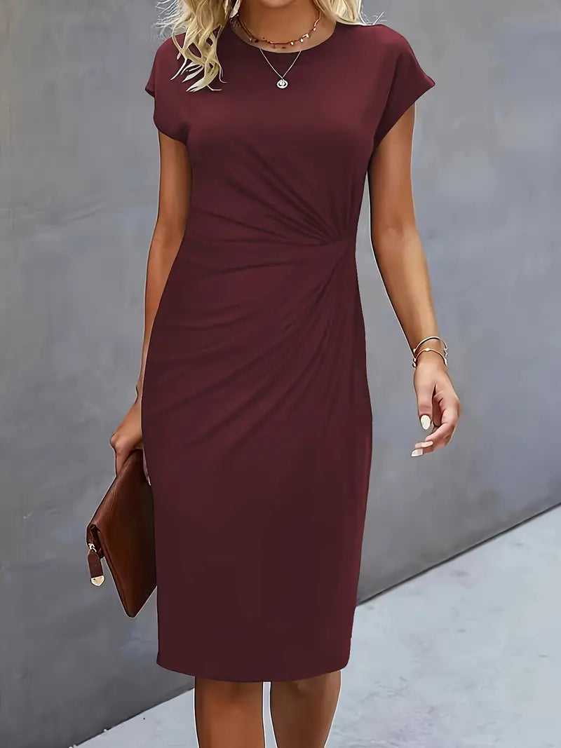 Adelina | Midi Dress Short Sleeve Ruched Waist