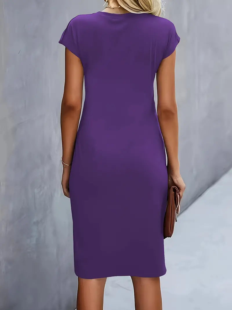 Adelina | Midi Dress Short Sleeve Ruched Waist