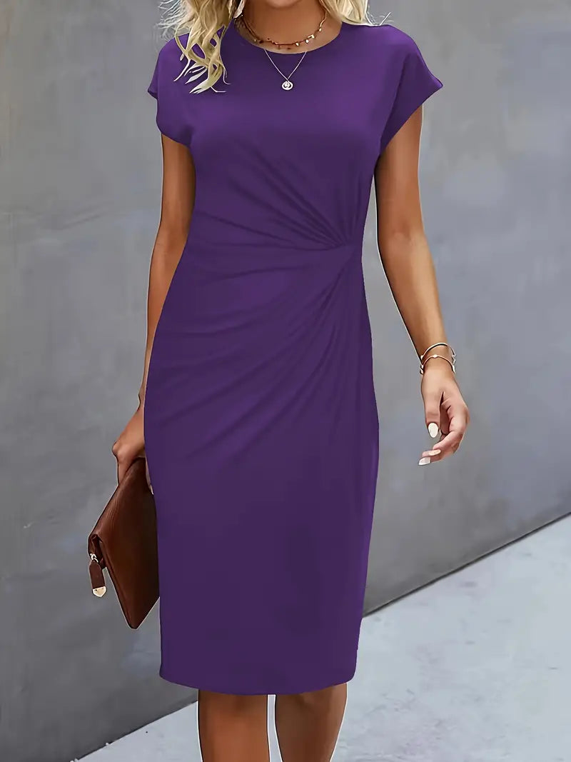 Adelina | Midi Dress Short Sleeve Ruched Waist