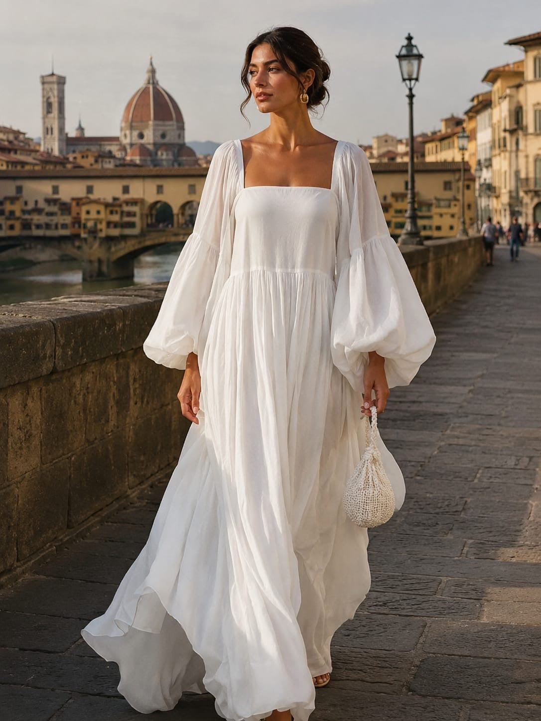 Synila | Maxi Dress Square Neck Lantern Sleeves