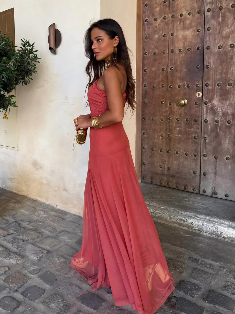 Dainia | Off Shoulder Sheer Hem Maxi Dress