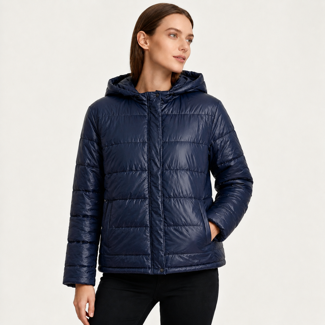 Alexis | Puffer Jacket with Hood and Quilted Panels