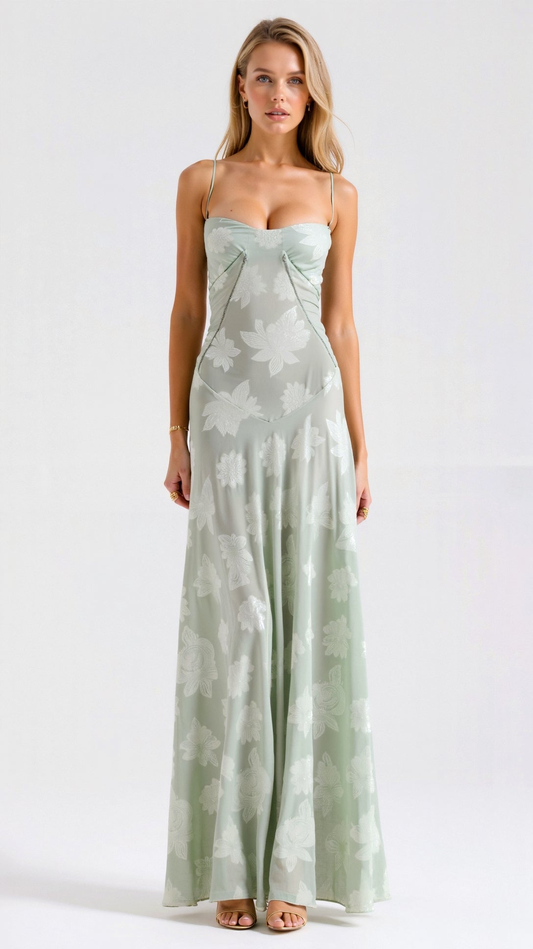 Clarissa | Floral Lace Spaghetti Strap Maxi Dress