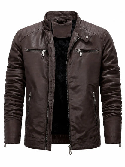 Rajesh | Biker Jacket with Plush-Look Lining and Zippers