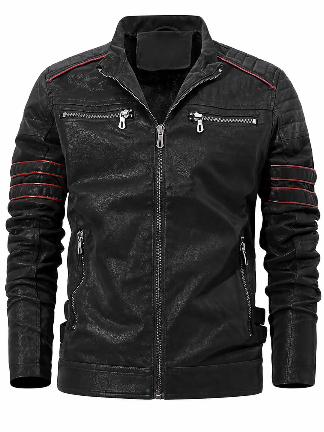 Rajesh | Biker Jacket with Plush-Look Lining and Zippers