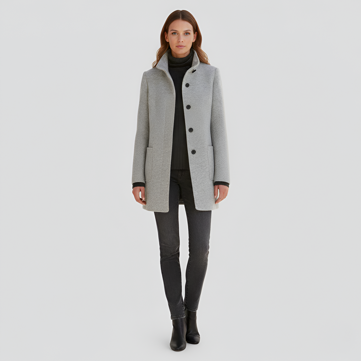 Elivisine | Structured Wool Coat with High Collar