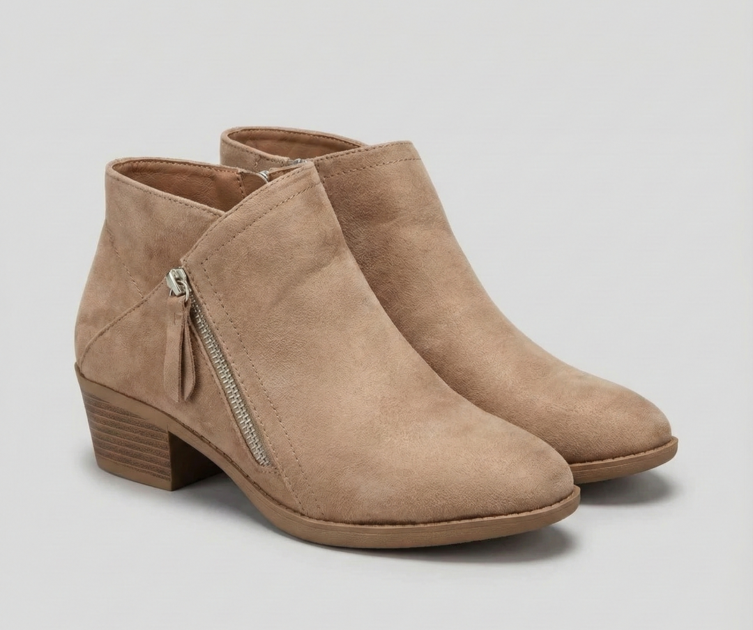 Arely | Suede Style Ankle Boots With Side Zipper