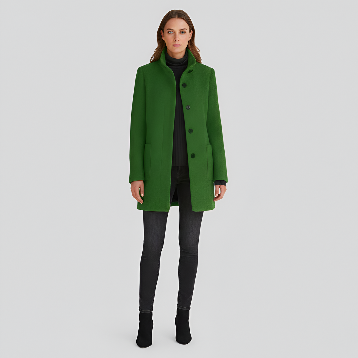 Elivisine | Structured Wool Coat with High Collar